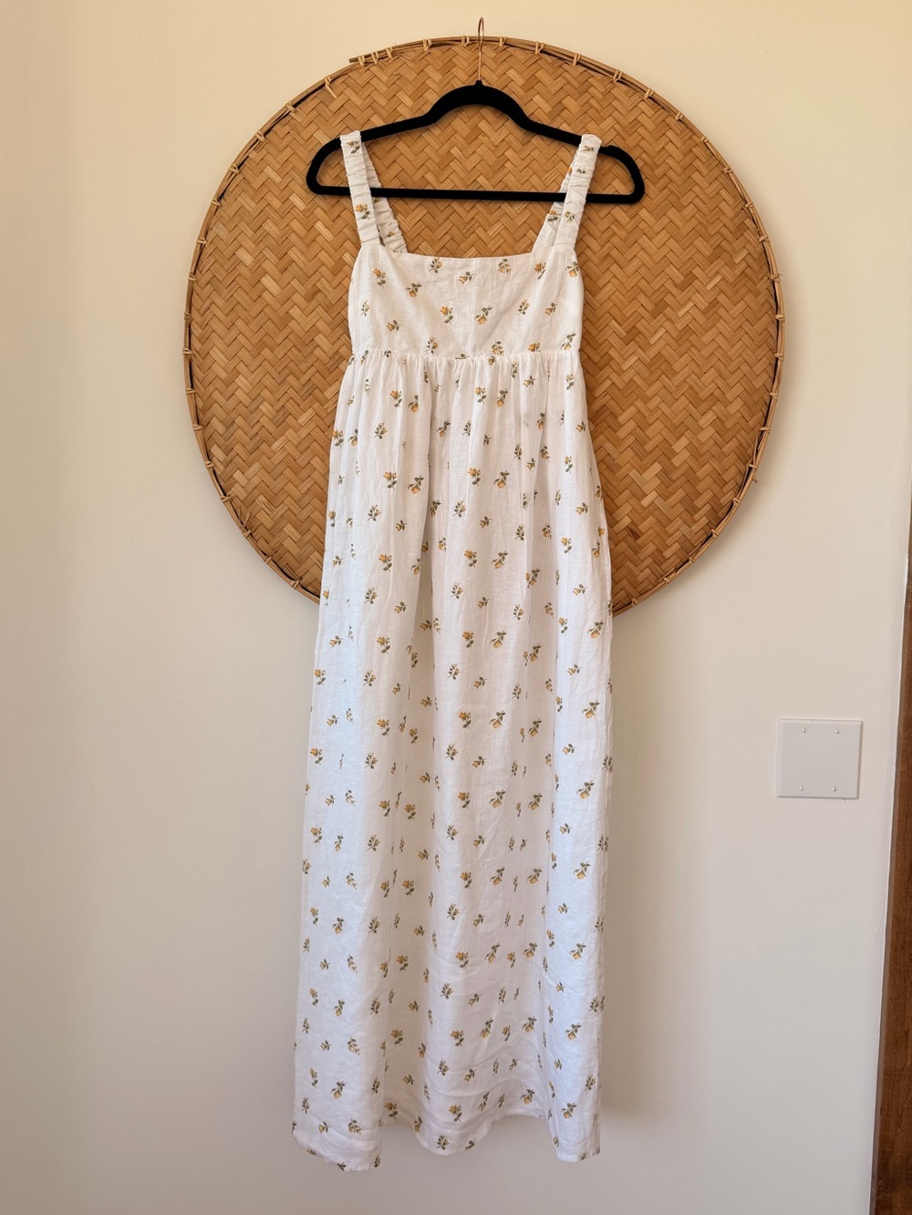 REFORMATION TANA FLORAL LINEN MAXI DRESS SMOCKING RUCHED STRAPS BOHO EUROSUMMER - Picture 7 of 15
